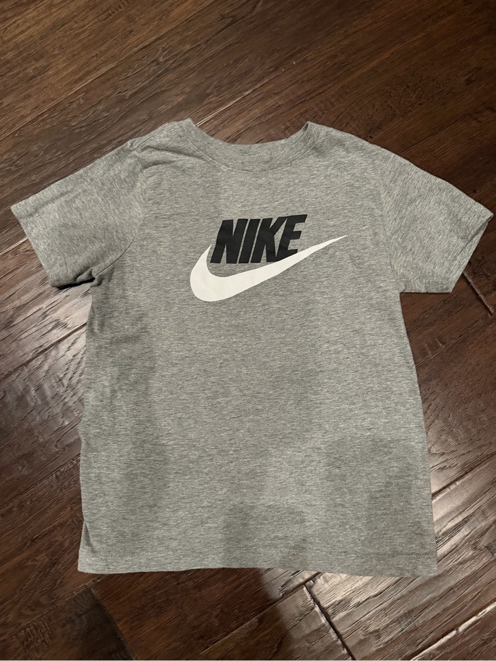 Nike Gray Short Sleeve Tee with Black Logo and White Swoosh